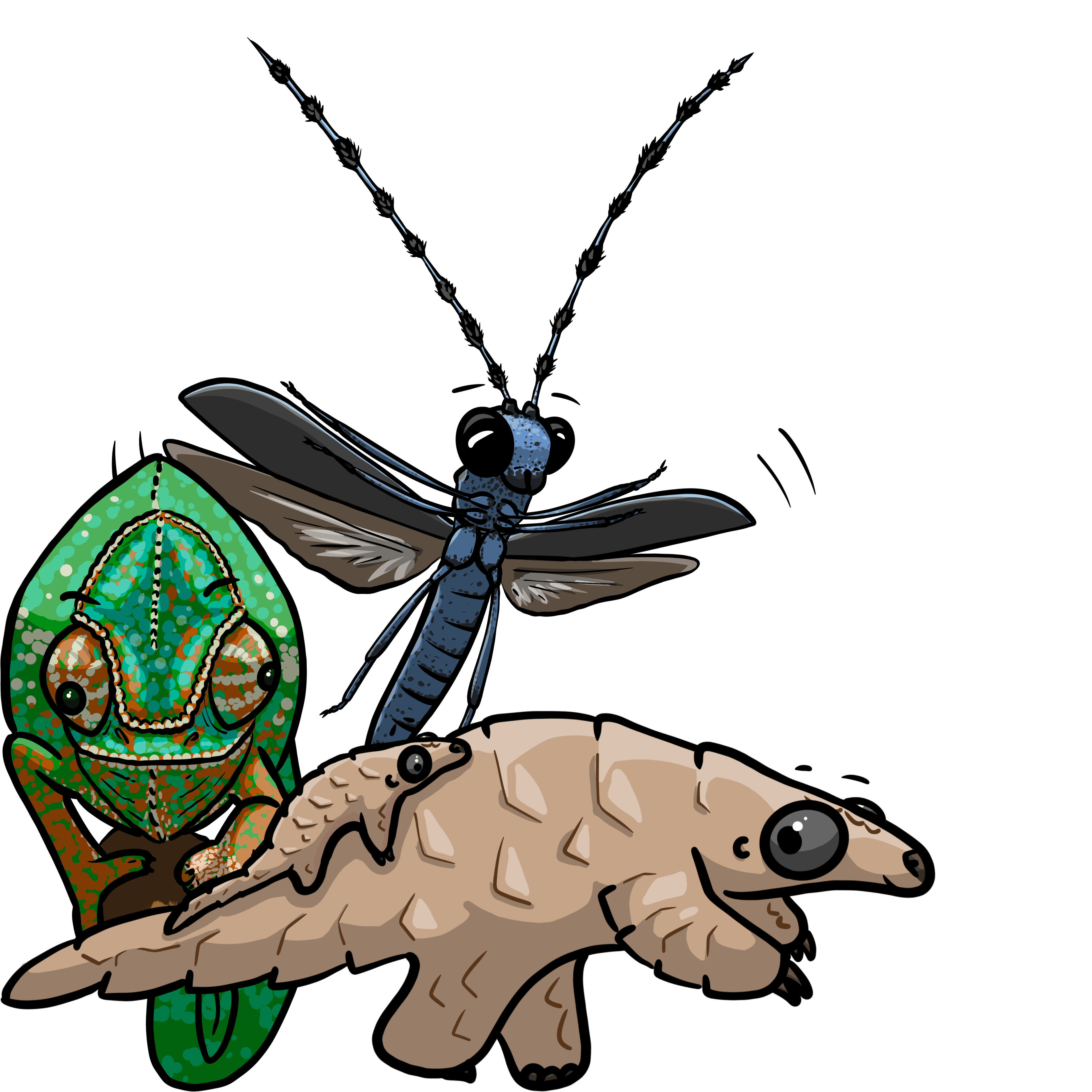 Veszélyeztetett állatok, gyerekkönyv illusztráció